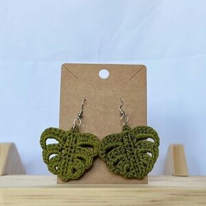 Crochet Monstera Leaf Earrings